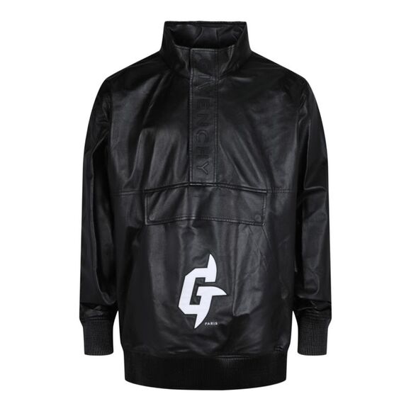 Givenchy Graphic Leather Hoodie Black Mens